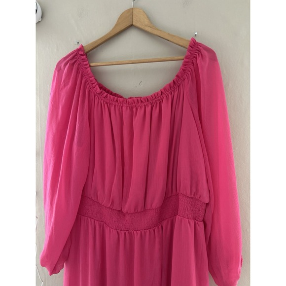 Sofia Jeans Womens Puff Sleeve Tiered Midi Dress Size XXXL Pink Chiffon Cottage - Picture 2 of 10